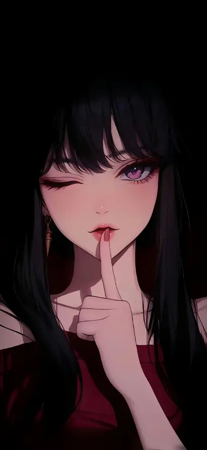 4k嘘手势壁纸 - 嘘 - 暗夜风格 - 温柔美女「哲风壁纸」