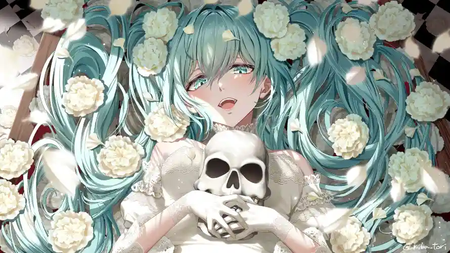 4k动漫壁纸 - 初音未来 - 蓝发少女 - 虚拟歌手「哲风壁纸」