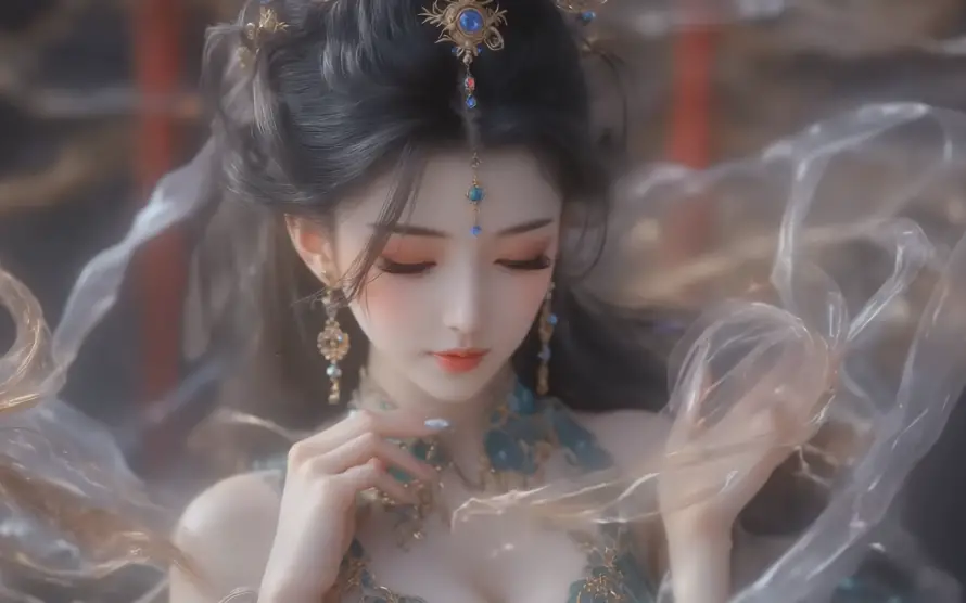 4k古風壁纸 - 美少女 - 古典妆容 - 国风插画「哲风壁纸」