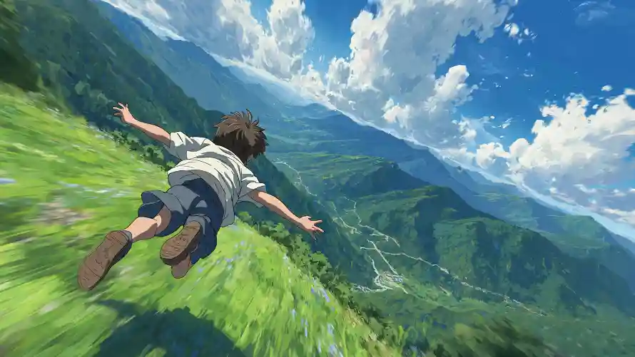 8k天空草地壁纸-少年奔跑壁纸和山间风景-群山之间「哲风壁纸」