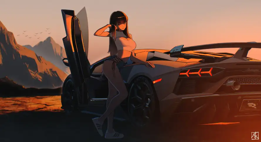 4k少女壁纸 - 汽车 - 个性车绘 - 动感跑车「哲风壁纸」