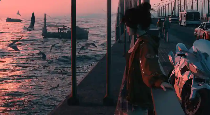 4k少女壁纸 - 二次元 - 动漫少女 - 夕阳余晖「哲风壁纸」