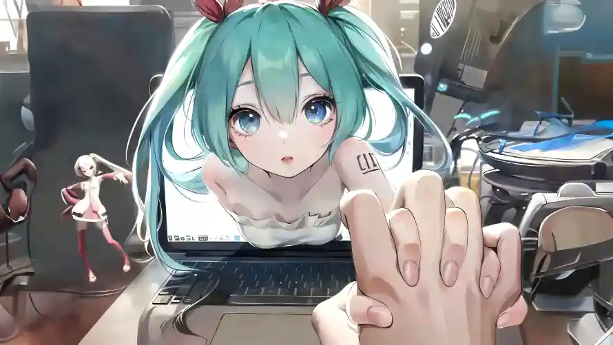 4k电脑壁纸 - 互动画面 - 初音未来 - 数码元素「哲风壁纸」