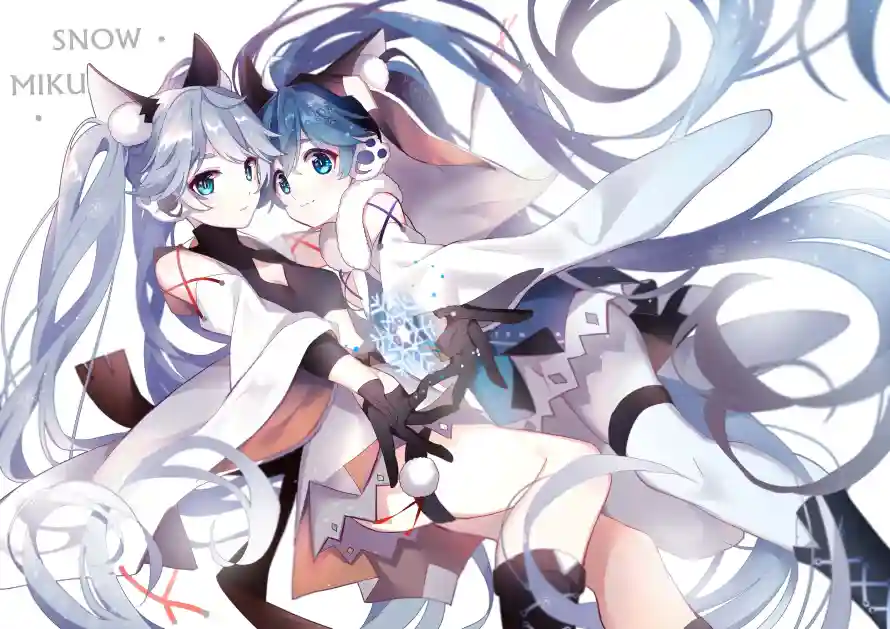 4k初音壁纸 - 美图 - 双形态 - 冰雪背景「哲风壁纸」