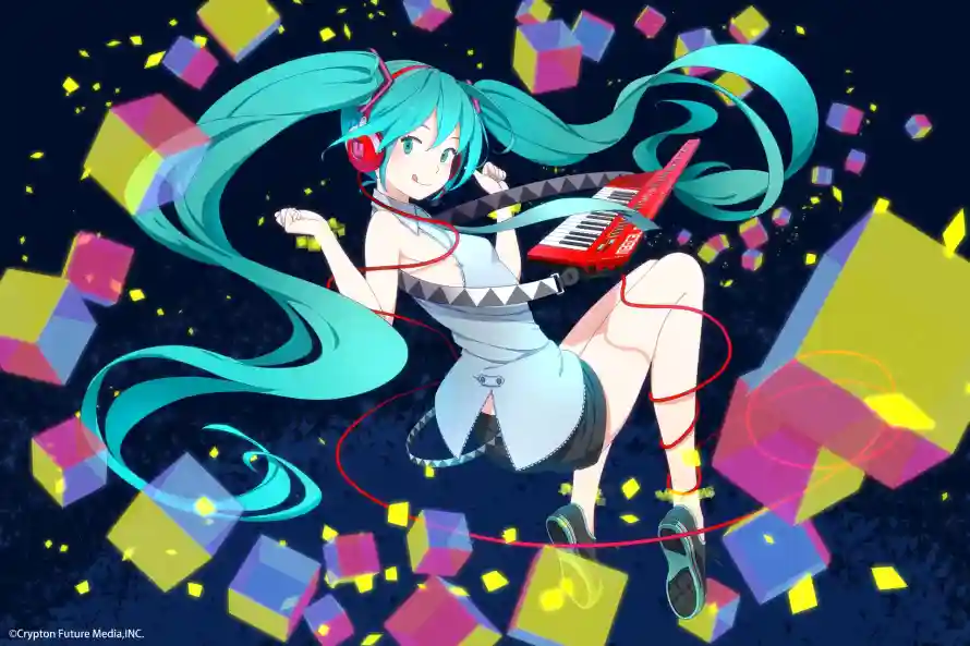 4k初音壁纸 - 美图 - 几何方块 - 初音未来「哲风壁纸」