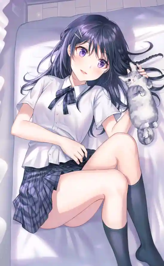 4k二次元壁纸 - 萌妹子 - 校服少女 - 格子短裙「哲风壁纸」