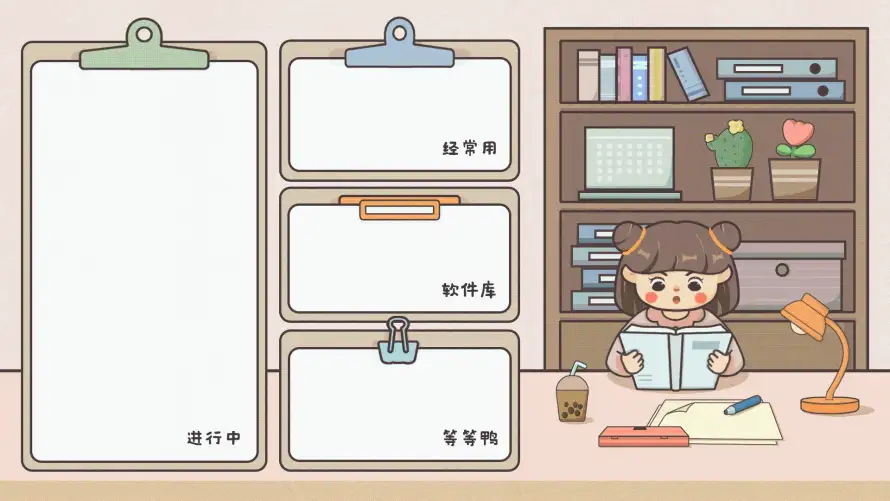 4k书桌场景壁纸 - 办公桌面 - 卡通女孩 - 学习背景「哲风壁纸」
