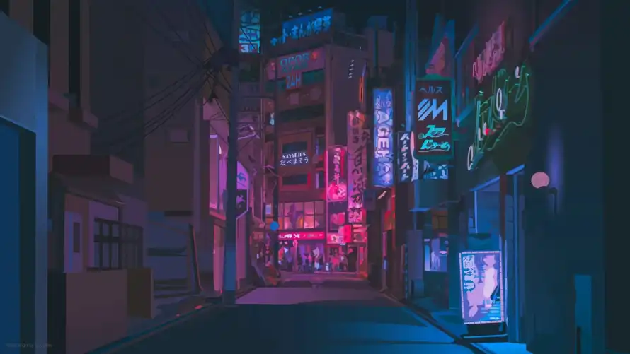 2k深夜壁纸-动漫场景壁纸和街道-壁纸分享「哲风壁纸」