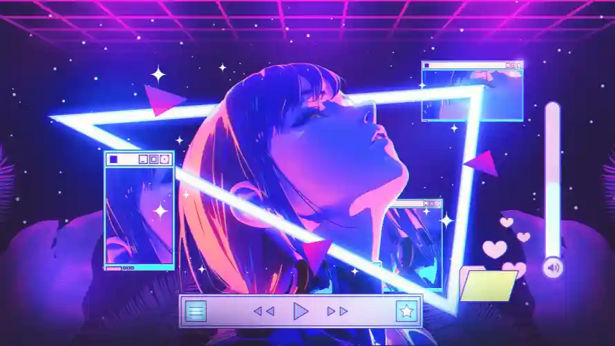 4k动漫壁纸 - 少女 - 科技感 - 几何元素「哲风壁纸」