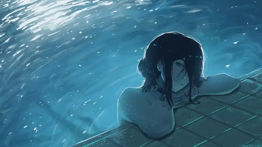 4k孤寂壁纸 - 少女 - 水中 - 电锯人「哲风壁纸」
