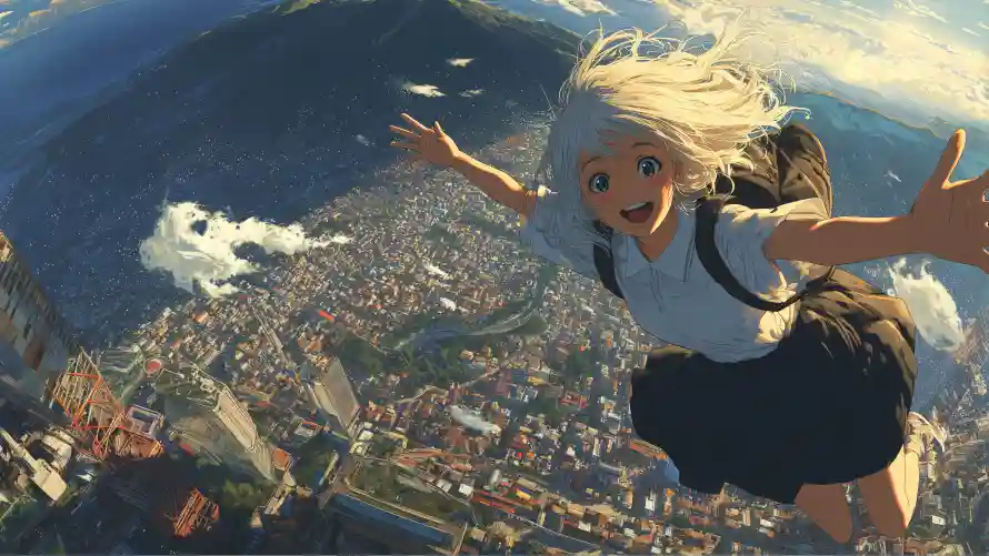 4k动漫壁纸-高空 - 少女-壁纸推荐「哲风壁纸」