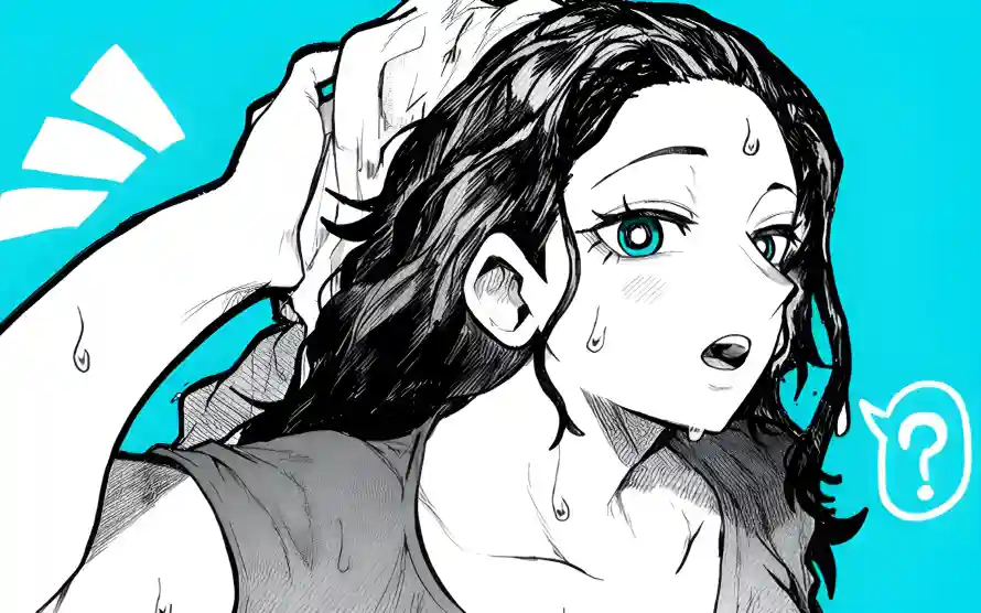 4k素描壁纸 - 蓝眼睛 - 动漫少女 - 擦发动作「哲风壁纸」