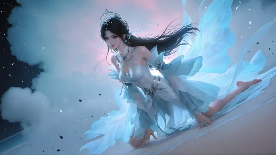 4k仙女壁纸 - 清漪 - 云雾背景 - 完美世界「哲风壁纸」