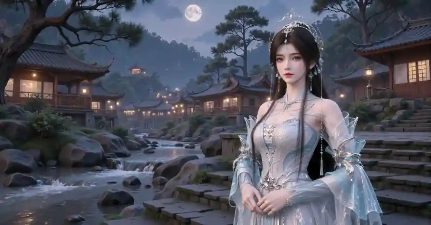 4k古装壁纸 - 古风 - 月夜 - 流水「哲风壁纸」 4k古装壁纸 - 古风 - 月夜 - 流水「哲风壁纸」
