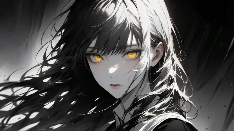 4k暗黑系壁纸 - 黑长直 - 动漫少女 - 琉璃之瞳「哲风壁纸」