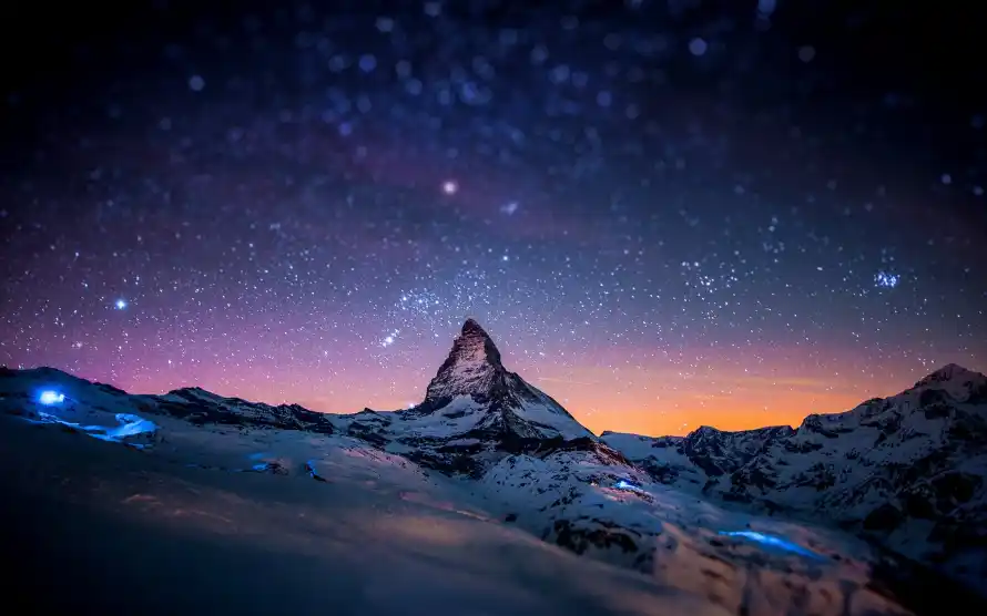 4k夜空壁纸 - 山脉 - 星星 - 星空「哲风壁纸」