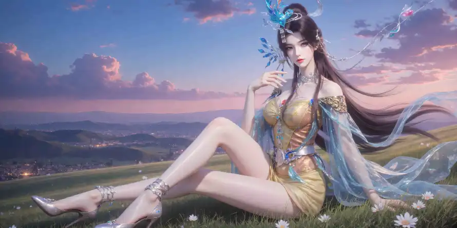 18k云彩壁纸-云望舒 - 仙侠-蓝色发饰壁纸推荐「哲风壁纸」