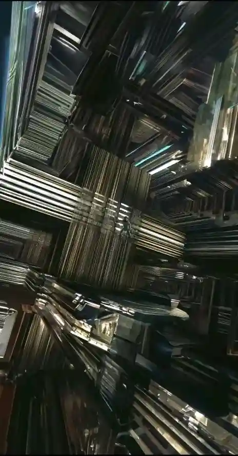 4k宇宙壁纸 - 工业风 - 金属条 - 银灰色「哲风壁纸」