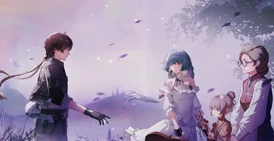 4k壁纸壁纸 - 二次元 - 紫背景 - 蓝发少女「哲风壁纸」