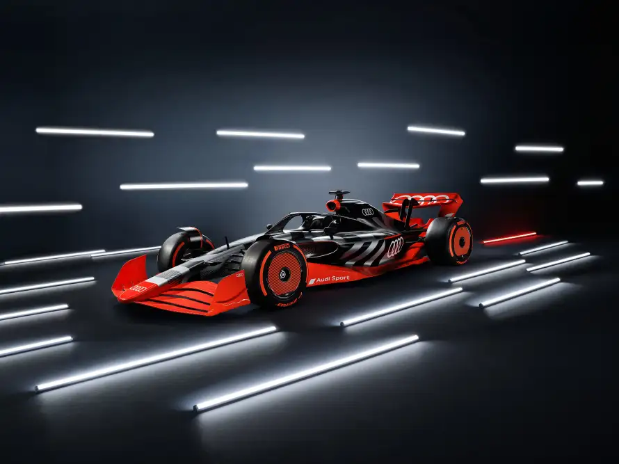 4kF1壁纸 - F1赛车 - 灯光赛道 - 红色赛车「哲风壁纸」