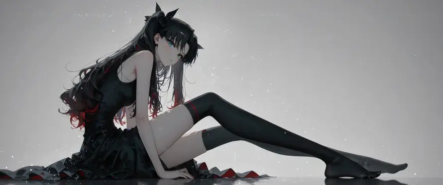 4k长发壁纸 - 鱼屏 - 动漫少女 - 忧郁坐姿「哲风壁纸」