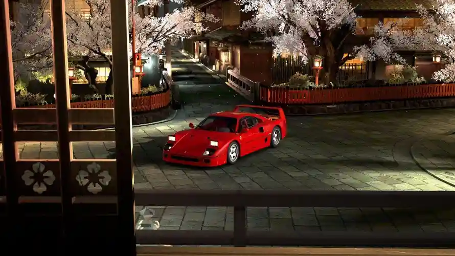 4k夜景壁纸 - 车 - 樱花 - 跑车「哲风壁纸」