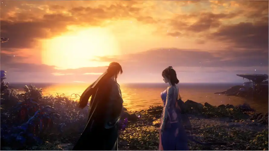 4k古风壁纸 - 夕阳 - 海边 - 背影「哲风壁纸」