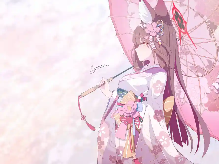 4k和服壁纸 - 伞 - 少女 - 樱花「哲风壁纸」