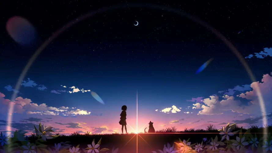 4k剪影壁纸 - 夕阳 - 星空 - 晨曦「哲风壁纸」