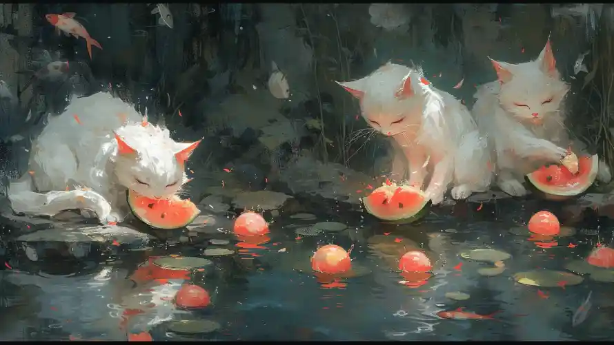 2k倒影壁纸-白色猫咪 - 猫咪-热门的壁纸「哲风壁纸」