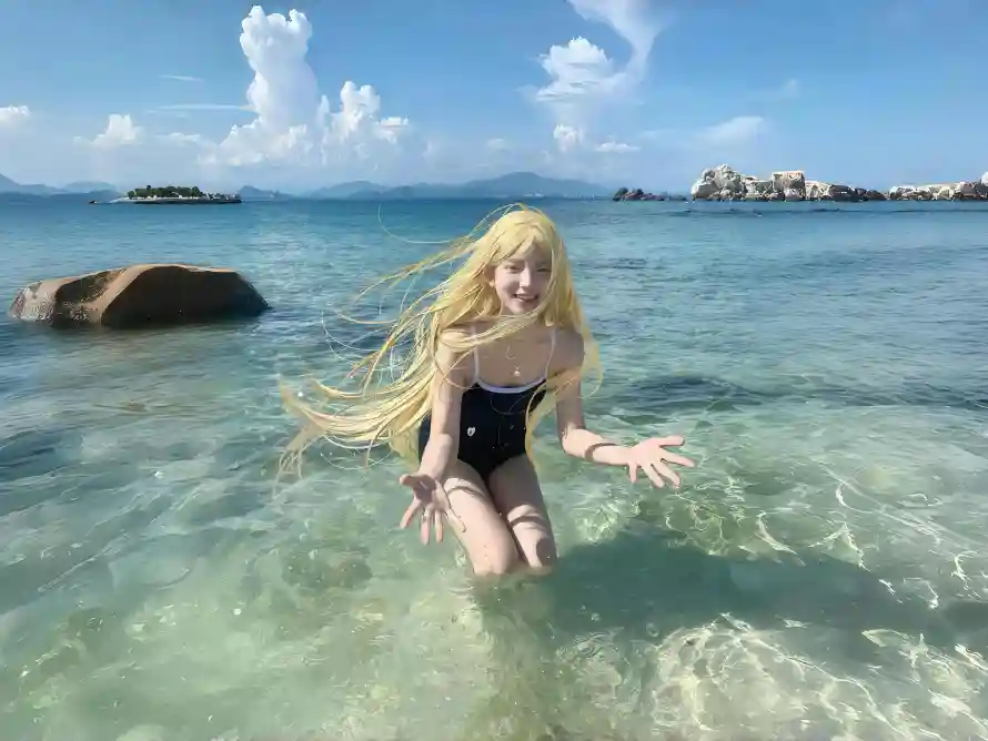 4k海岛壁纸-清澈海水 - 海水-金发女性壁纸分享「哲风壁纸」