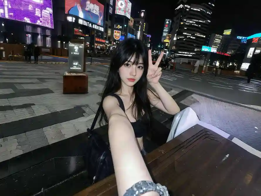 4k城市壁纸 - 夜晚 - 女性 - 自拍「哲风壁纸」