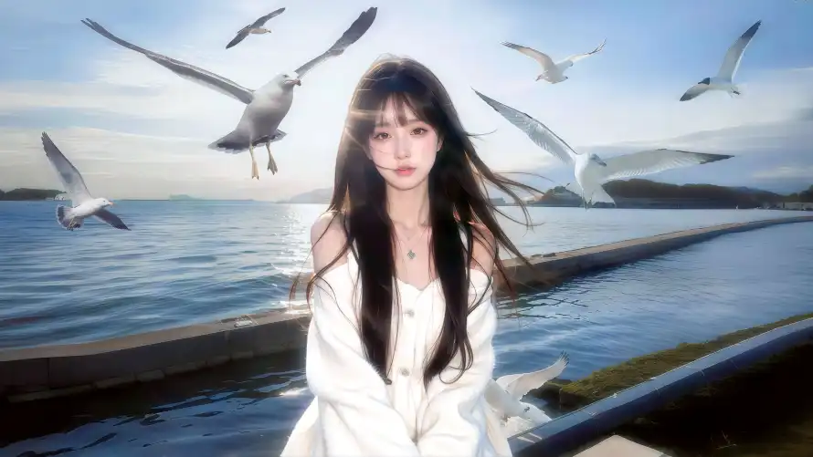 4k天空壁纸-逆光美女 - 白衣-免费下载「哲风壁纸」