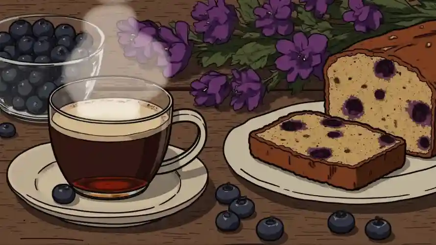 4k蓝莓壁纸 - 食物 - 咖啡杯 - 手绘风「哲风壁纸」