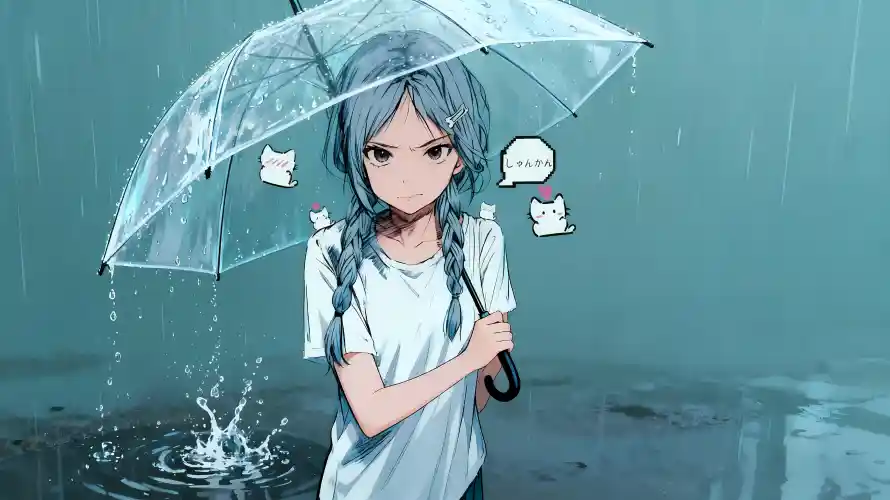4k水洼壁纸 - 蓝发 - 雨天 - 雨滴「哲风壁纸」 4k水洼壁纸 - 蓝发 - 雨天 - 雨滴「哲风壁纸」