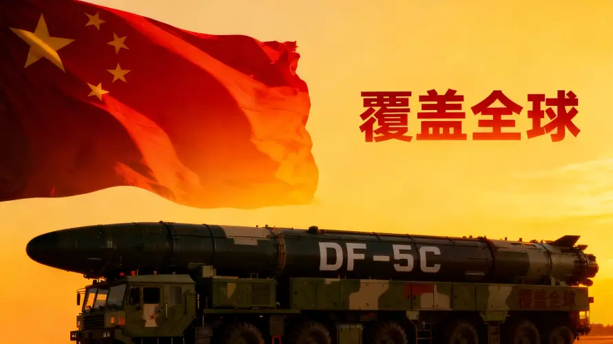 3k导弹车壁纸-东风5C与中国国旗-军事装备「哲风壁纸」