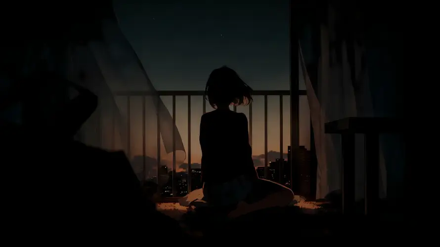 3k暮色壁纸-安逸场景 - 阳台-少女剪影壁纸推荐「哲风壁纸」