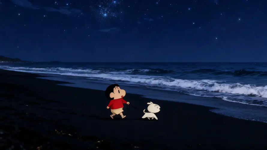 4k夜晚壁纸 - 星空 - 海浪 - 海边「哲风壁纸」