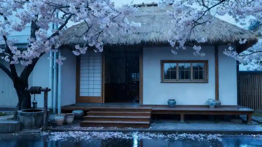4k樱花壁纸 - 池塘 - 樱花树 - 茅草屋「哲风壁纸」 4k樱花壁纸 - 池塘 - 樱花树 - 茅草屋「哲风壁纸」