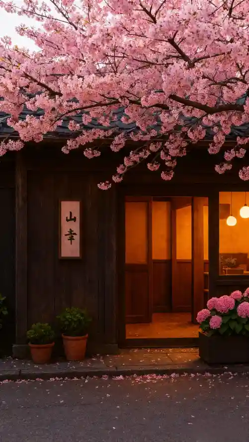4k夜晚壁纸 - 暖光 - 樱花树 - ins风「哲风壁纸」