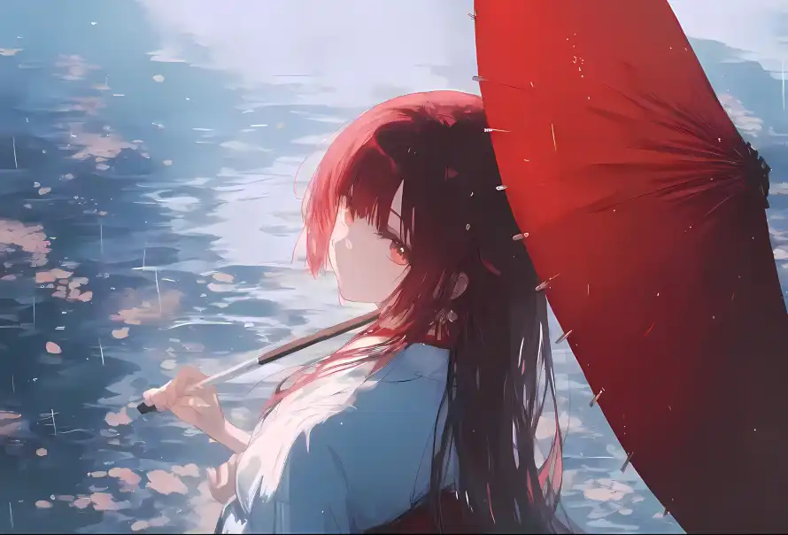 4k和服壁纸 - 水面 - 红伞 - 花瓣「哲风壁纸」 4k和服壁纸 - 水面 - 红伞 - 花瓣「哲风壁纸」