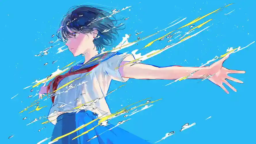 4k动漫壁纸-水手服与少女-伸展手臂壁纸分享「哲风壁纸」
