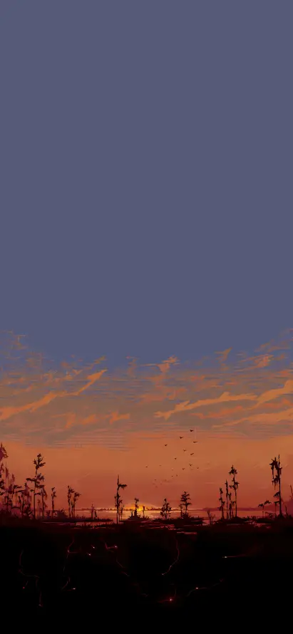 4k天空壁纸 - 晚霞 - 树木 - 简约「哲风壁纸」