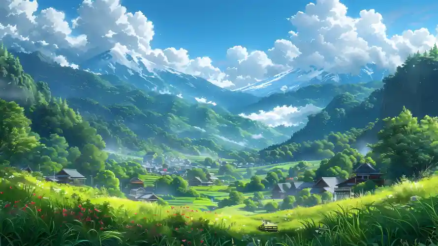 4k森林壁纸 - 山脉 - 蓝天 - 草地「哲风壁纸」