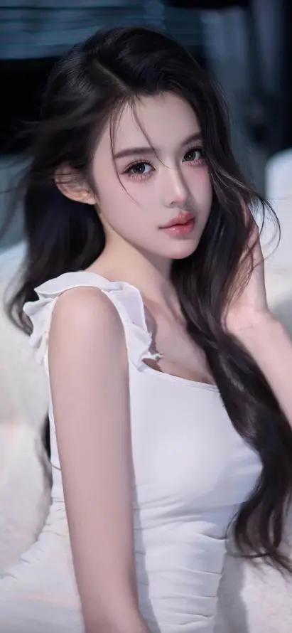 4k迷人壁纸 - 手机壁纸 - 白衣美女 - 长发美女「哲风壁纸」