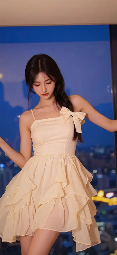 4k美女壁纸 - 舞蹈 - 吊带裙 - 蝴蝶结「哲风壁纸」