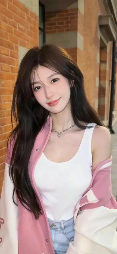 4k长发壁纸 - 牛仔裤 - 手机壁纸 - 白色背心「哲风壁纸」