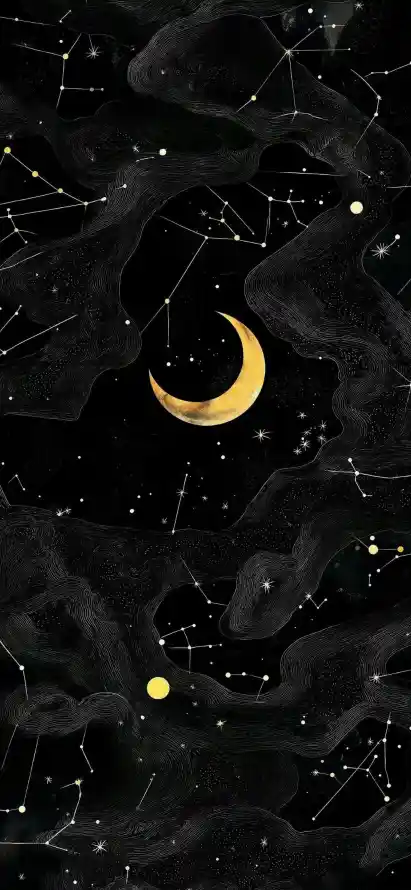 4k夜空壁纸 - 星座 - 星星 - 月亮「哲风壁纸」