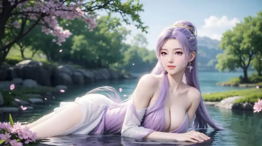 4k古装壁纸 - 古风 - 樱花 - 水边「哲风壁纸」