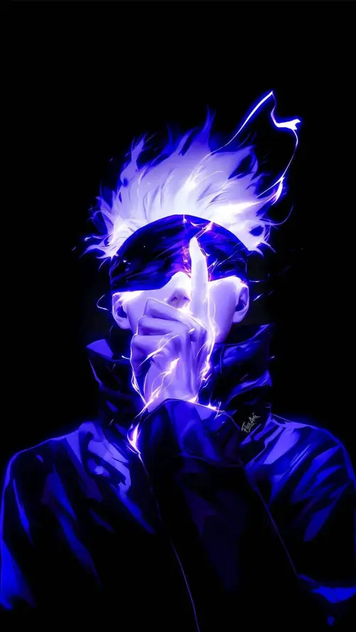 4k暗黑壁纸 - 荧光 - 蓝色 - 二次元「哲风壁纸」